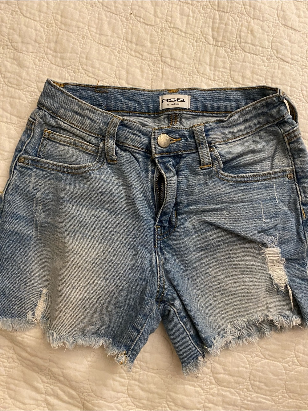 RSQ girls Light Blue Distressed Frayed Hem Denim Shorts